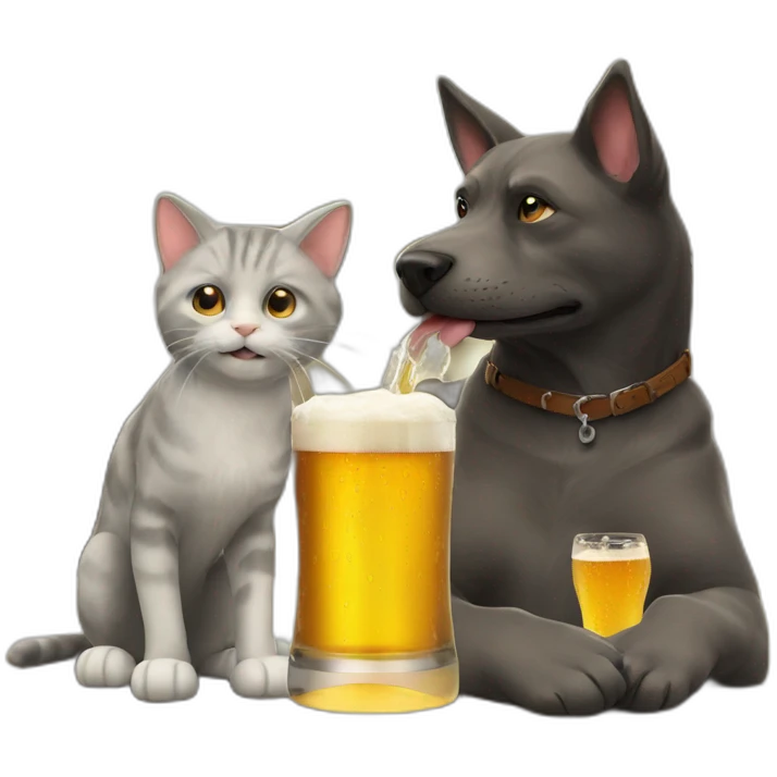 cat drink beer with dog emoji