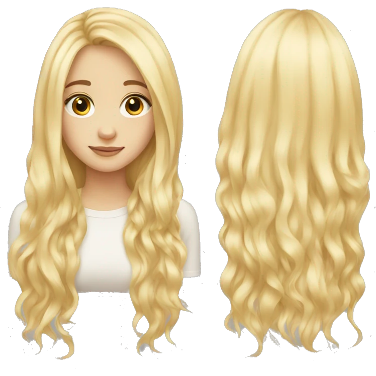 blonde long hair girl drawing emoji