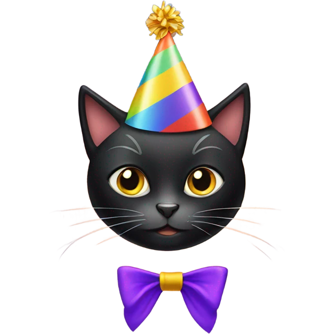 Black cat with birthday hat emoji