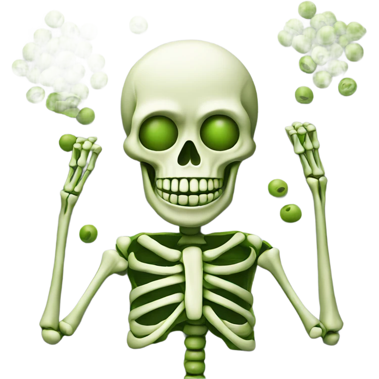 Skeleton made out of peas emoji