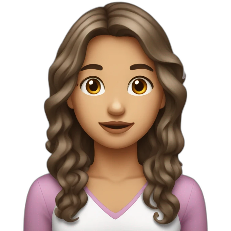 Une jeune fille avec des cheveux longs brunes emoji
