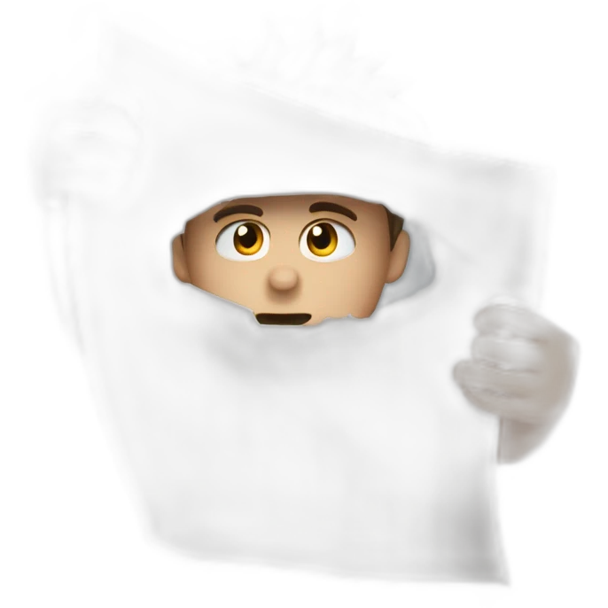 Person is tearing a white sheet of paper with his hands, his face should be visible at the same time emoji