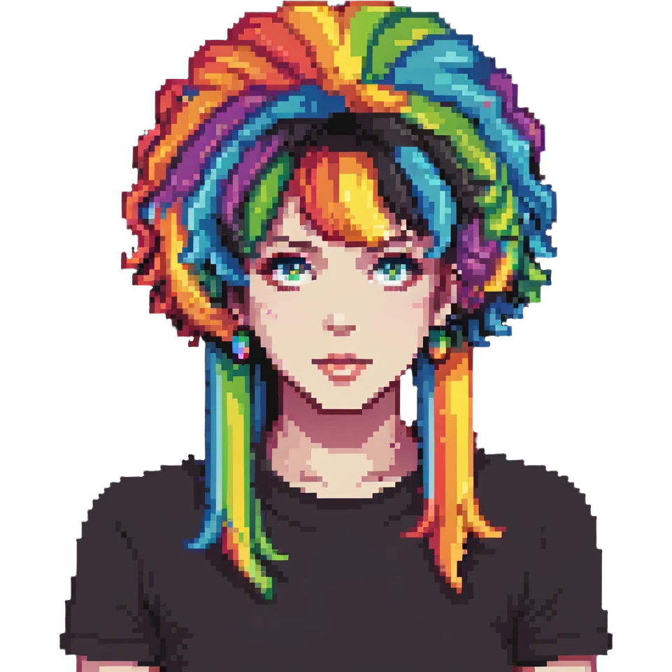 colorful rainbow wig emoji