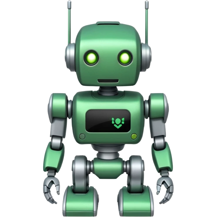 White and green painted robot, cybersecurity emoji