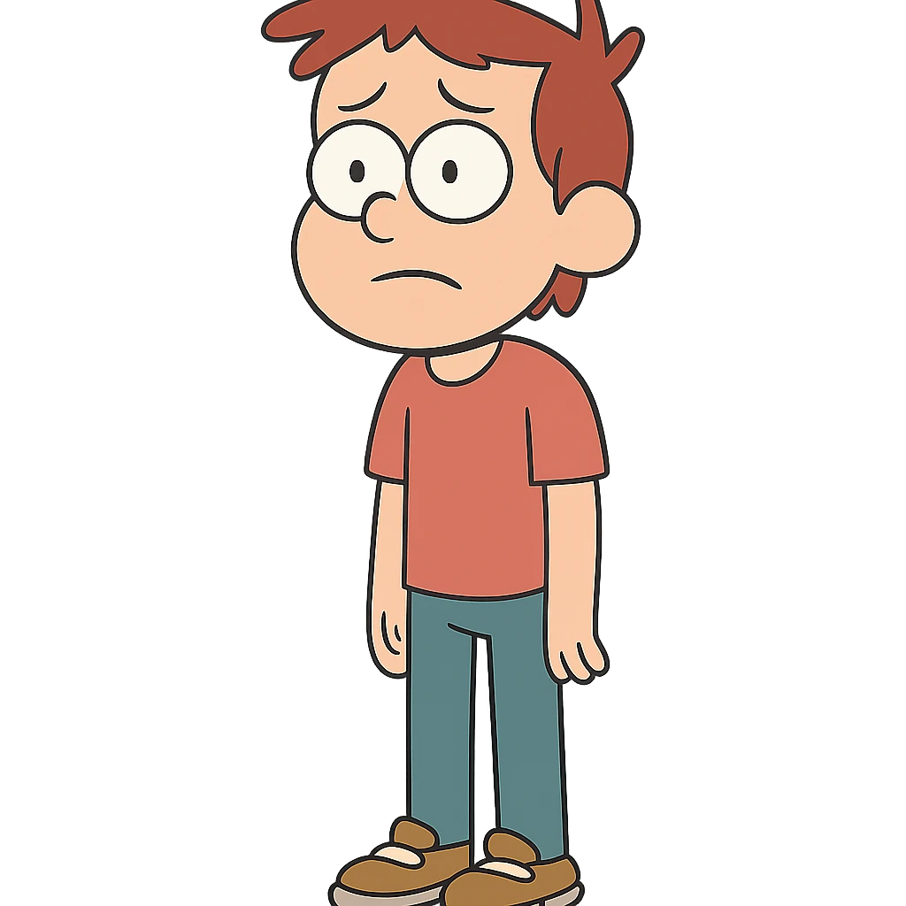 flat toon style boy standing still without background emoji