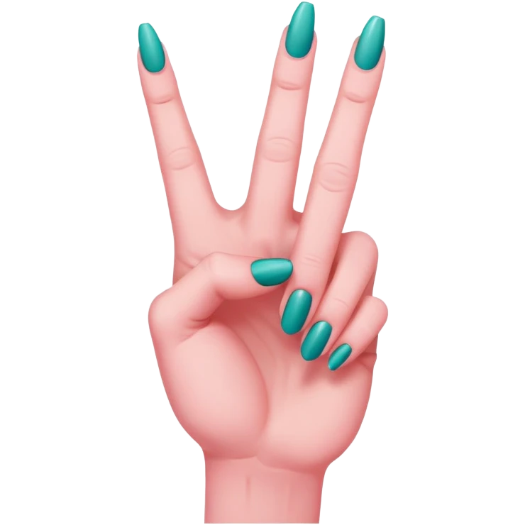 Pink middle finger with a longe teal nail  emoji