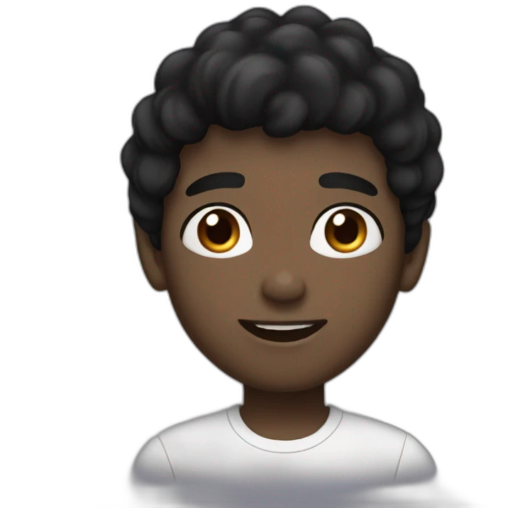 Black hair boy with white skin talking with brown eyes emoji