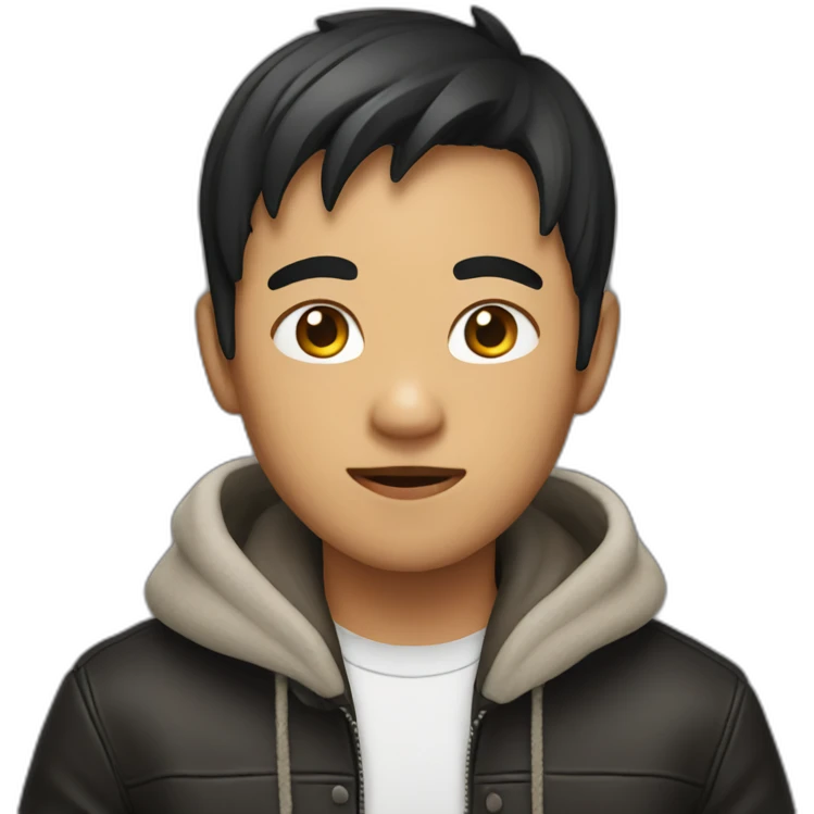asian boy with leather hoodie emoji