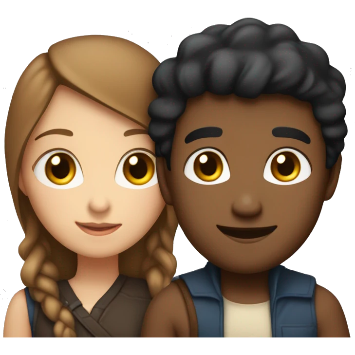 Couple embracing with arms around each other; white woman with blue eyes and brown hair, Indian man with black hair  emoji