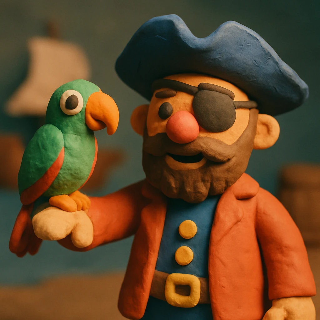 pirate with eye patch and parrot emoji
