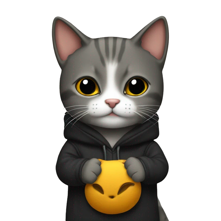 Gato negro con sudadera emoji