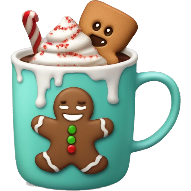 Holiday hot chocolate with a gingerbread emoji