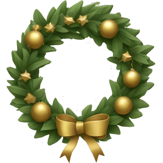 Khaki green and golden Christmas wreath emoji
