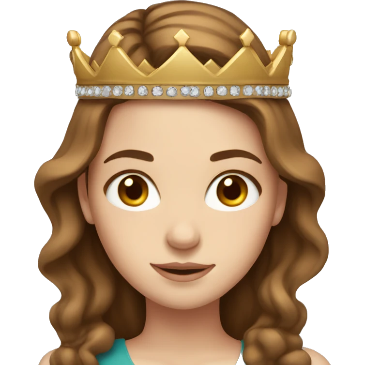 White girl with brown hair wearing a crown  emoji