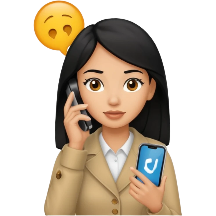 ligh skin black hair woman calling with her phone emoji