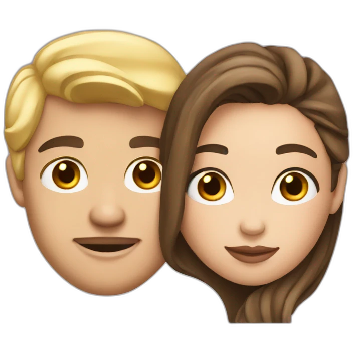 Blond man and brunette woman in love emoji