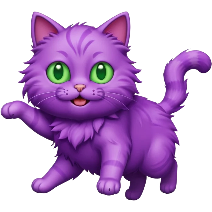 funny purple cat jumping after a fly emoji