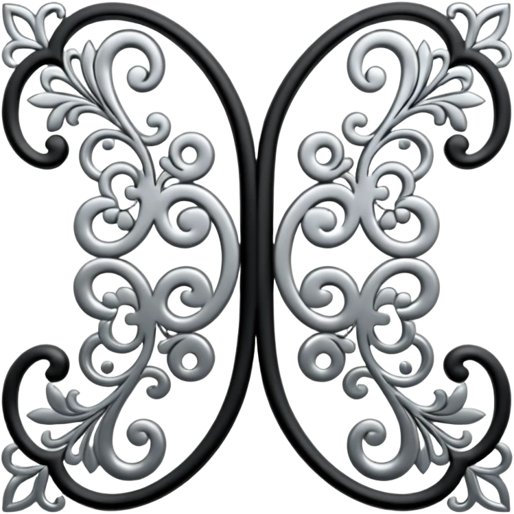Black and silver filigree page divider, 3D, extremely detailed design emoji