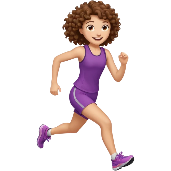 tail curly brown hair girl running emoji