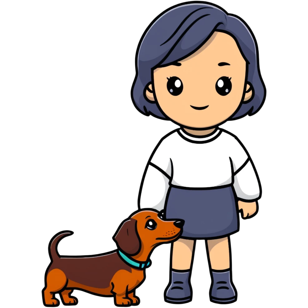 girl with dachshund emoji