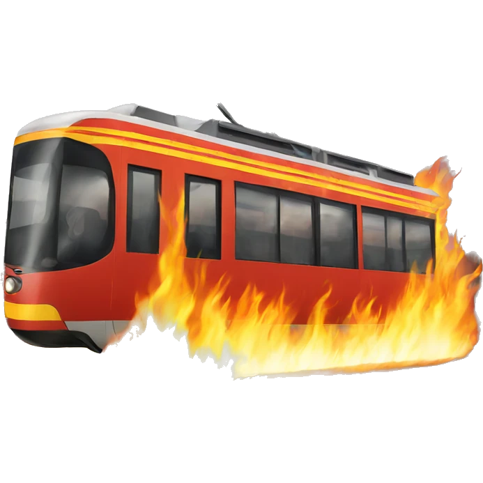 tram on fire emoji
