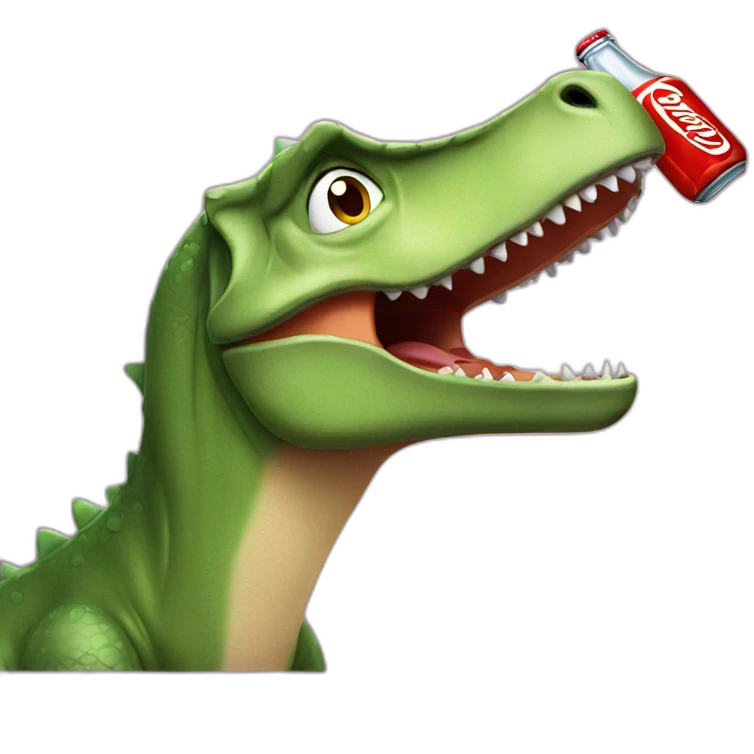 Dinosaur drinking cocacola emoji
