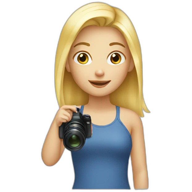 blond girl taking pic of her emoji