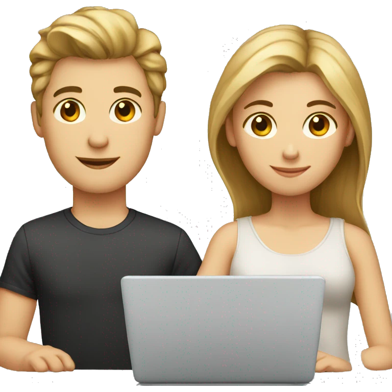 couple in laptop, boy blond hair, girl brown hair emoji
