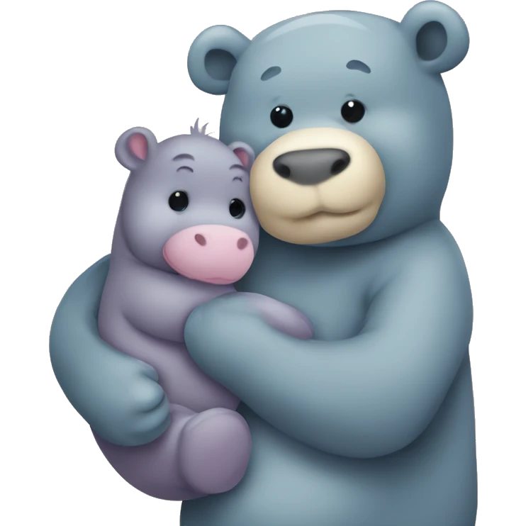 teddy bear hugging a baby hippo emoji