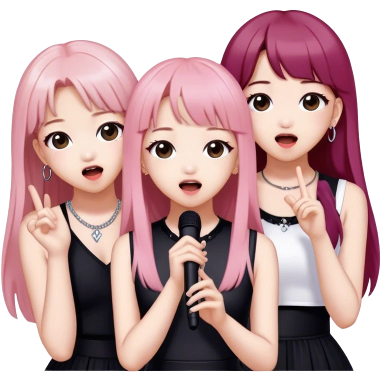 K-POP group BLACKPINK members Lisa, Jisoo, Rosie and Jennie sing emoji