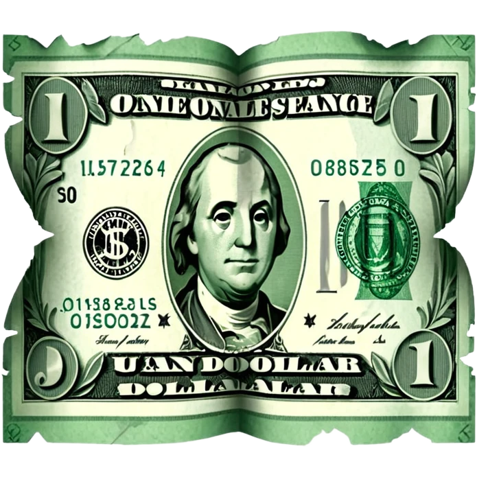 a torn dollar bill, halves slightly apart emoji