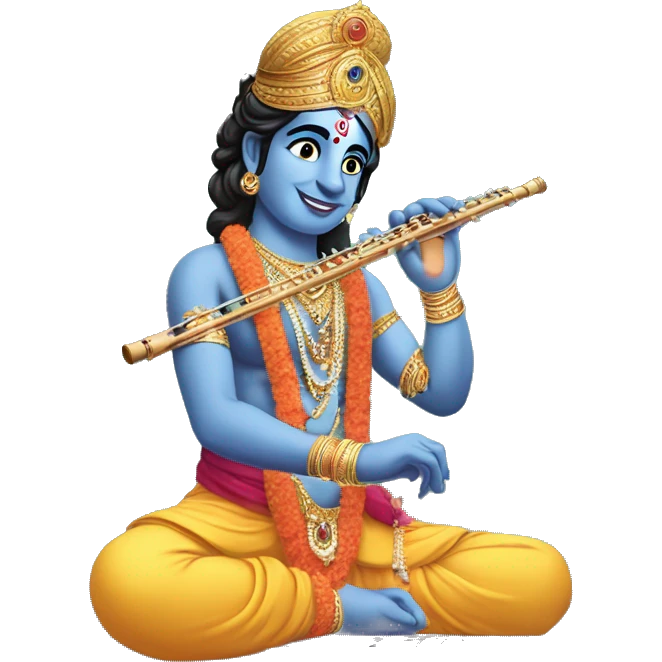 Lord Krishna with laptop and flute emoji