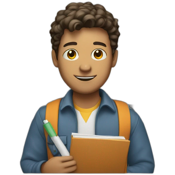 Ben holding a blueprint with a school behind emoji