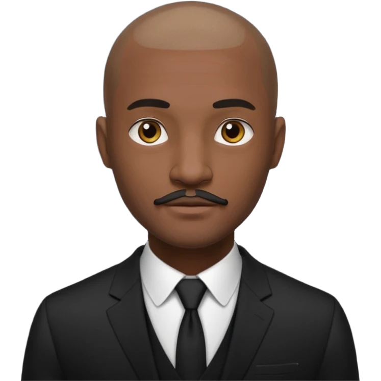 a tall dark hansome black man shaved head thin mustash emoji