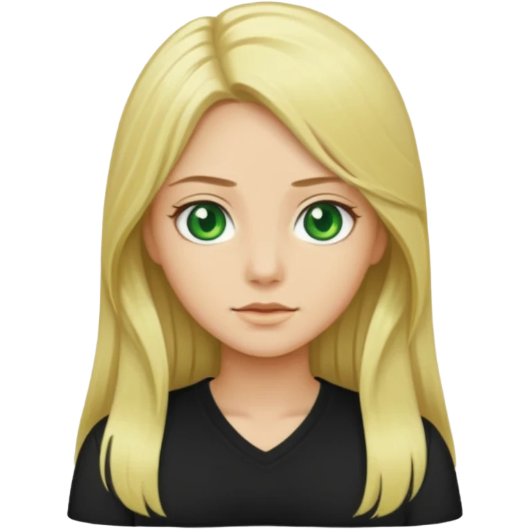 Long blonde hair with green eyes and black shirt emoji