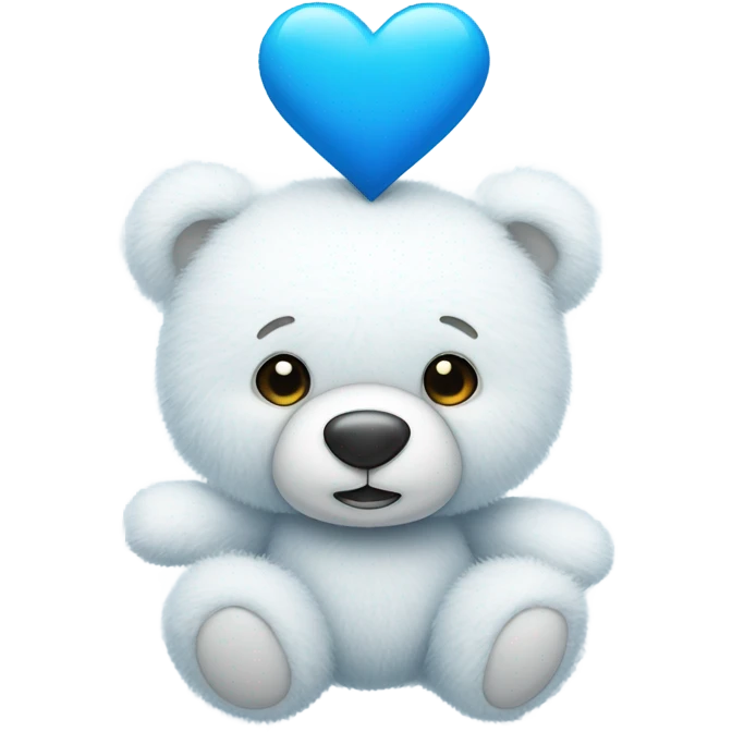 white teddy bear blue heart  emoji