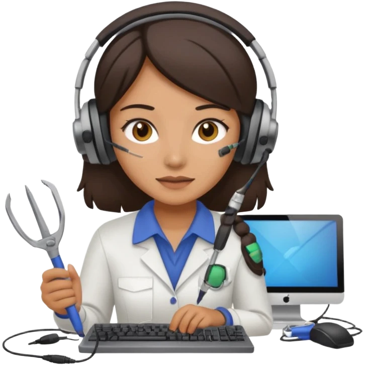 female computer technician fixing damaged computer emoji