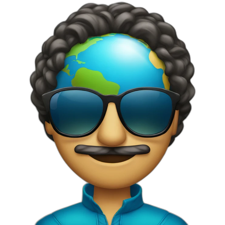 Armando Christian Pérez wearing sunglasses with globe in background emoji