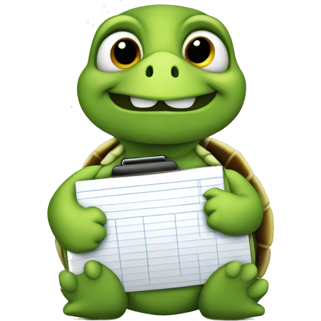 Cute Turtle holding an office clip board  emoji