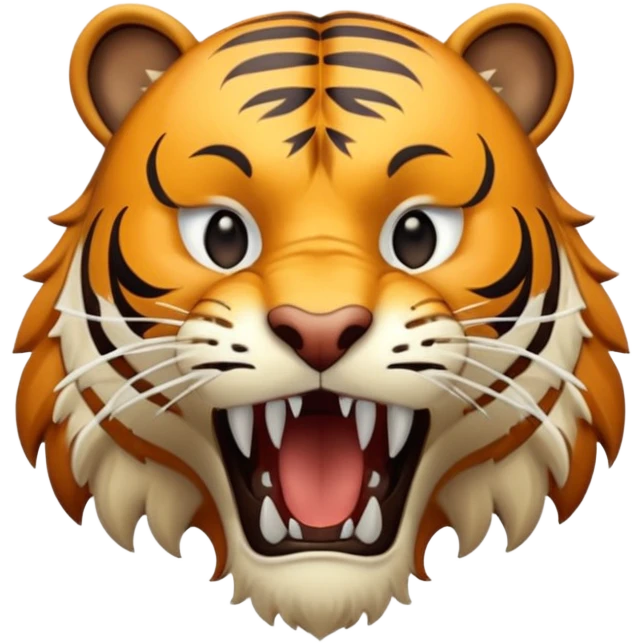 A stylized saber-toothed tiger, long curved white fangs, game-ready character. emoji