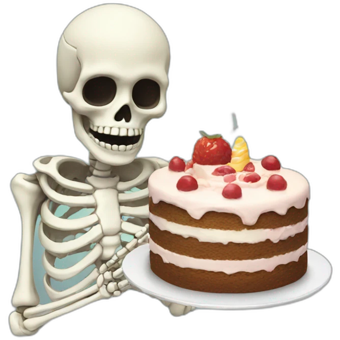 skeleton eating cake emoji