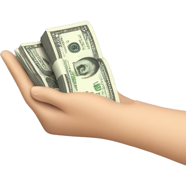 Hand giving a stack of cash emoji