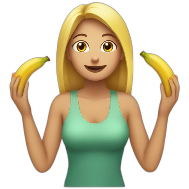 Femme prend banane avec ses deux mains emoji