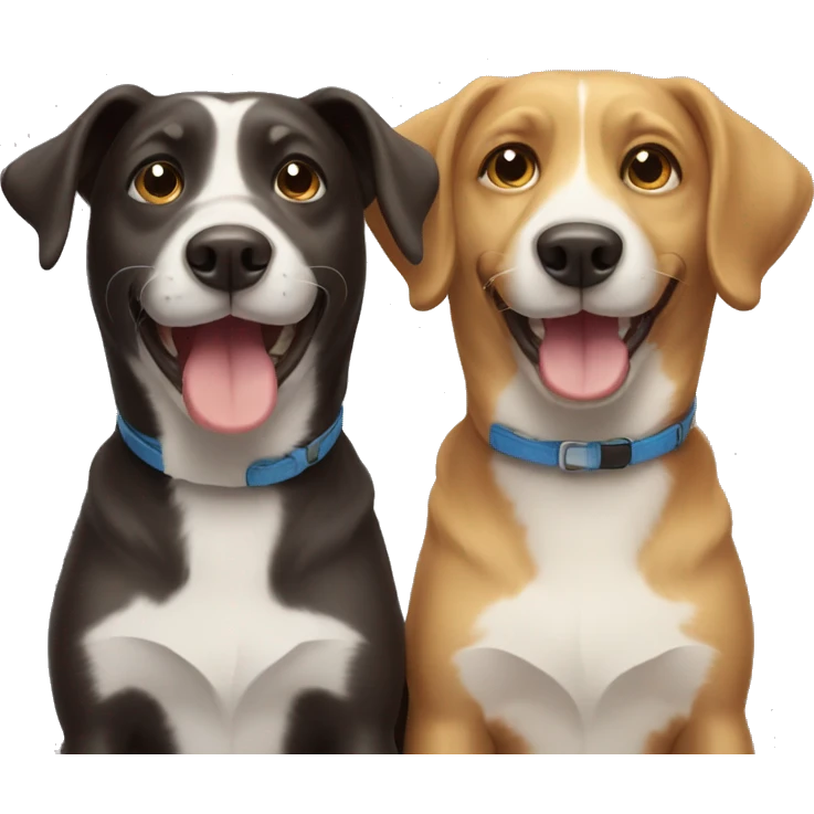 two happy dog emoji