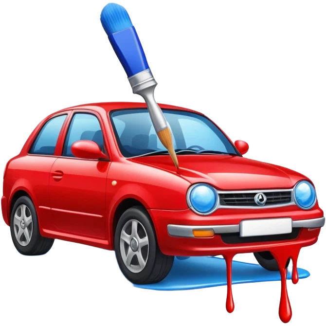 car with a paintbrush or paint drop emoji