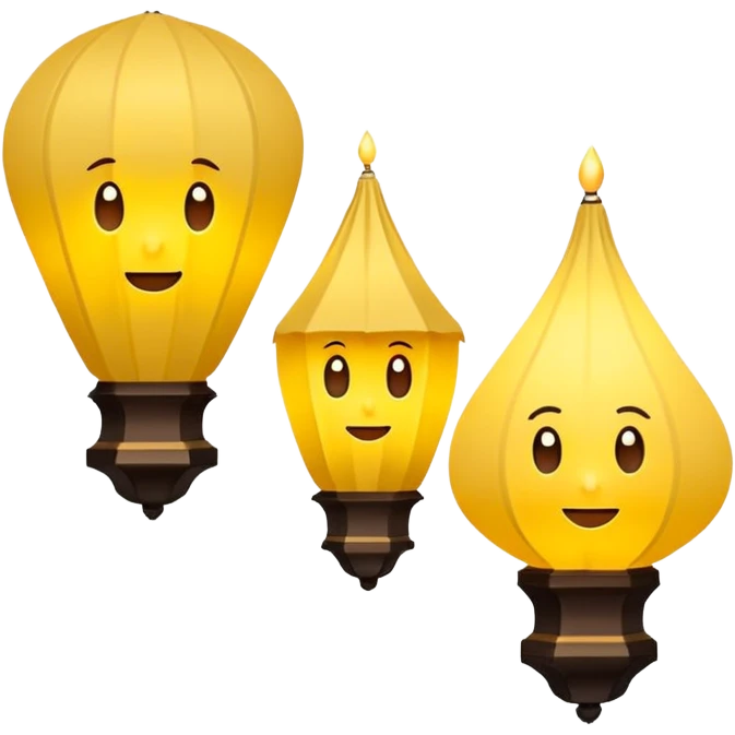  luminário japonesas roxas e ciano emoji