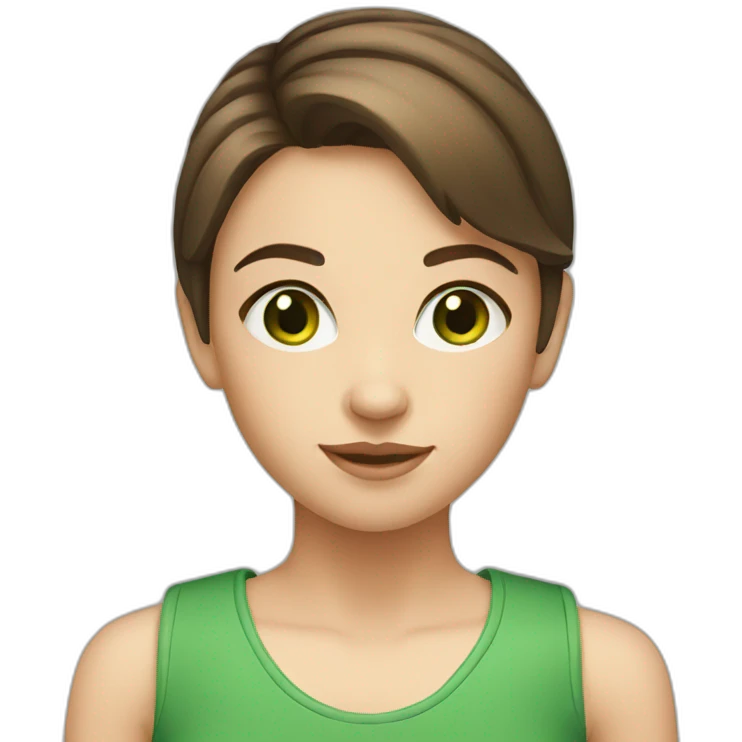 Young girl with short brown hair and green eyes emoji