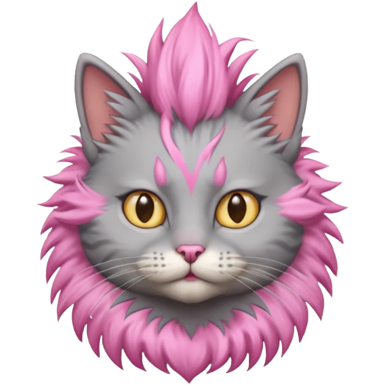 grey cat sitting with pink mohawk emoji