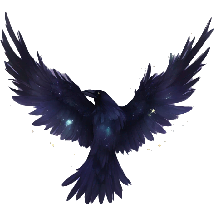 Black Raven wings bohemian Ethereal galaxy constellation girl angel raven wings black wings, gold arrow, nebula, flower crown, fairy lights, iridescent emoji