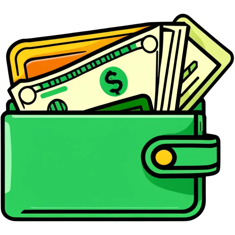 sleek black wallet open with dollar bills visible inside emoji